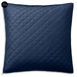 Ralph Lauren Modern Equestrian Cromwell Quilted Euro Sham Navy Blue Button Close